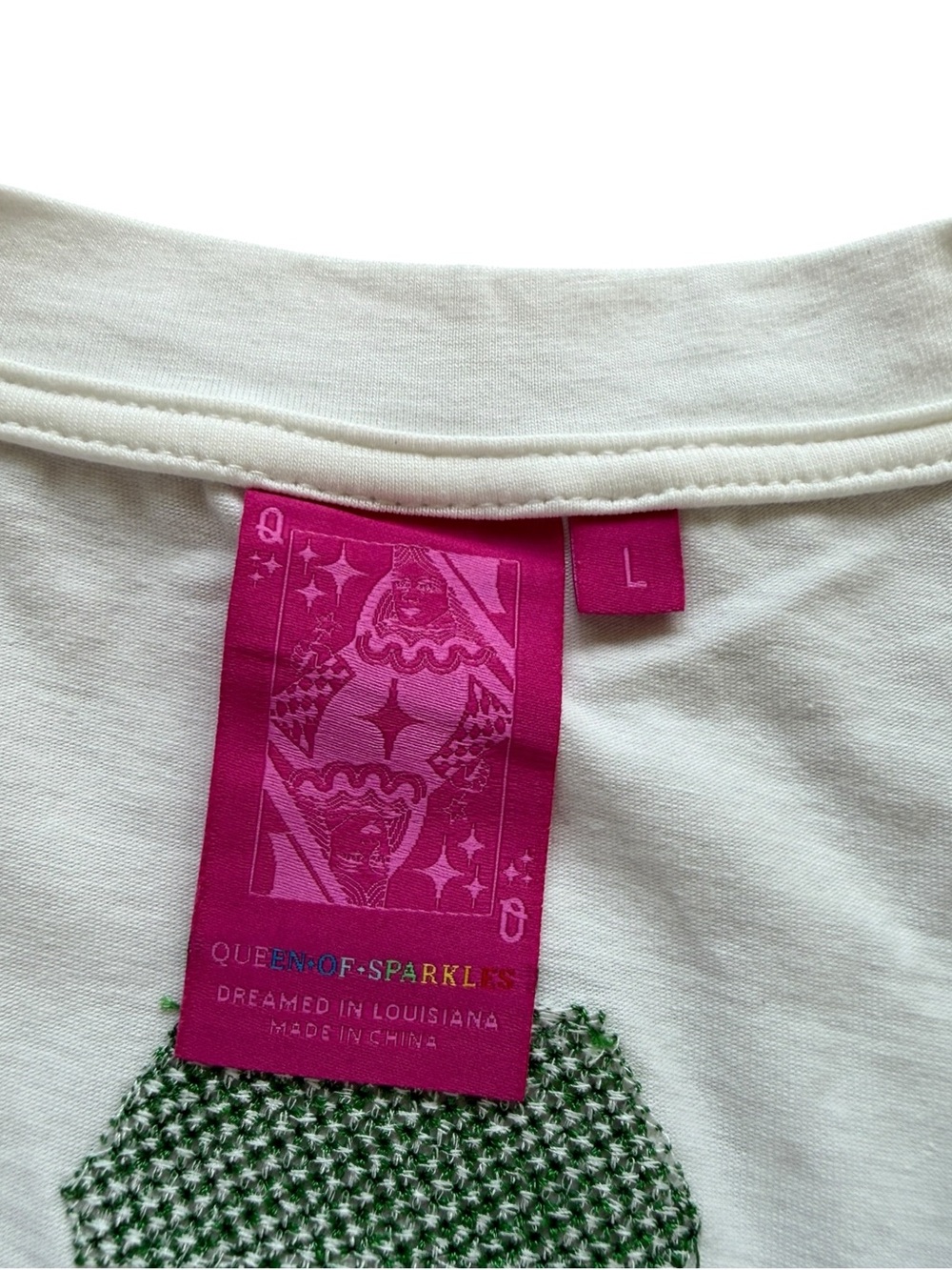 Queen of Sparkles Scatter Golf Icon Sequin Tee White Pink Oversized Shirt Size L - Picture 7 of 13